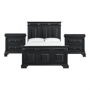 Picket House Furnishings Sumner Queen 3PC Bedroom Set in Black