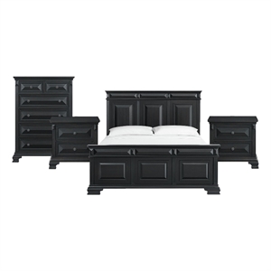 Picket House Furnishings Sumner King 4PC Bedroom Set in Black