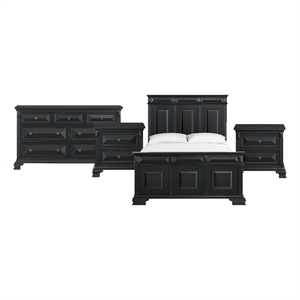 Picket House Furnishings Sumner Queen 4PC Bedroom Set in Black