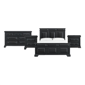 Picket House Furnishings Sumner King 4PC Bedroom Set in Black