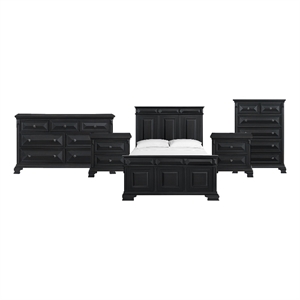 Picket House Furnishings Sumner Queen 5PC Bedroom Set in Black