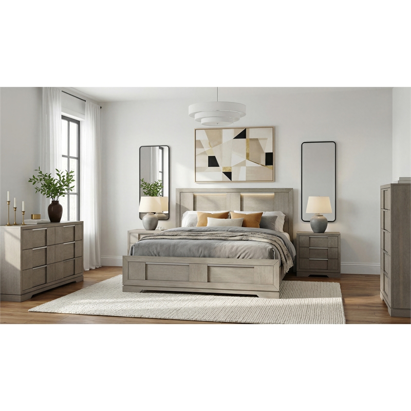 Picket House Furnishings Argo King 5PC Bedroom Set in Grey