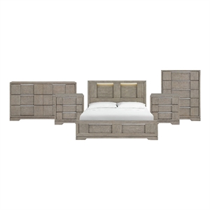 Picket House Furnishings Argo King 5PC Bedroom Set in Grey