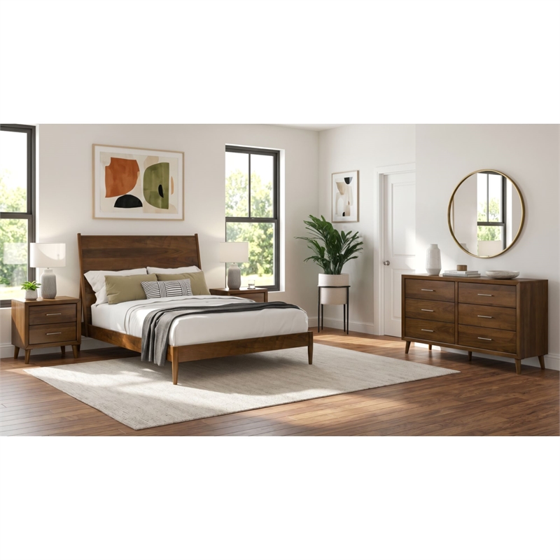 Picket House Furnishings Zuma Queen 4PC Bedroom Set in Walnut