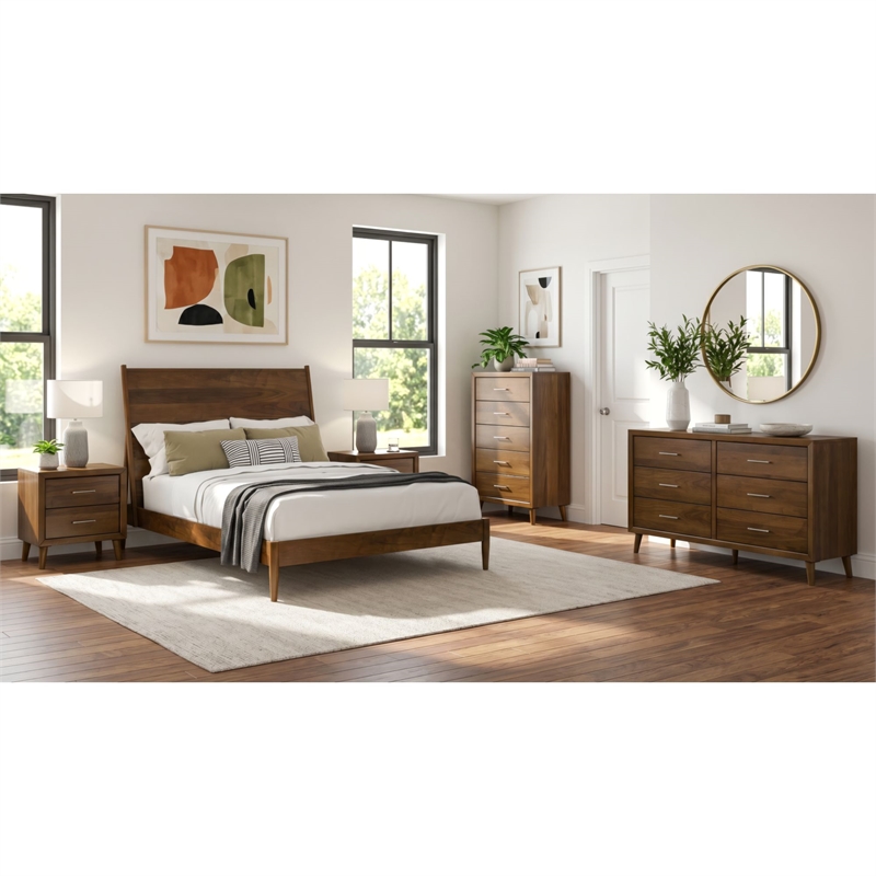 Picket House Furnishings Zuma Queen 5PC Bedroom Set in Walnut