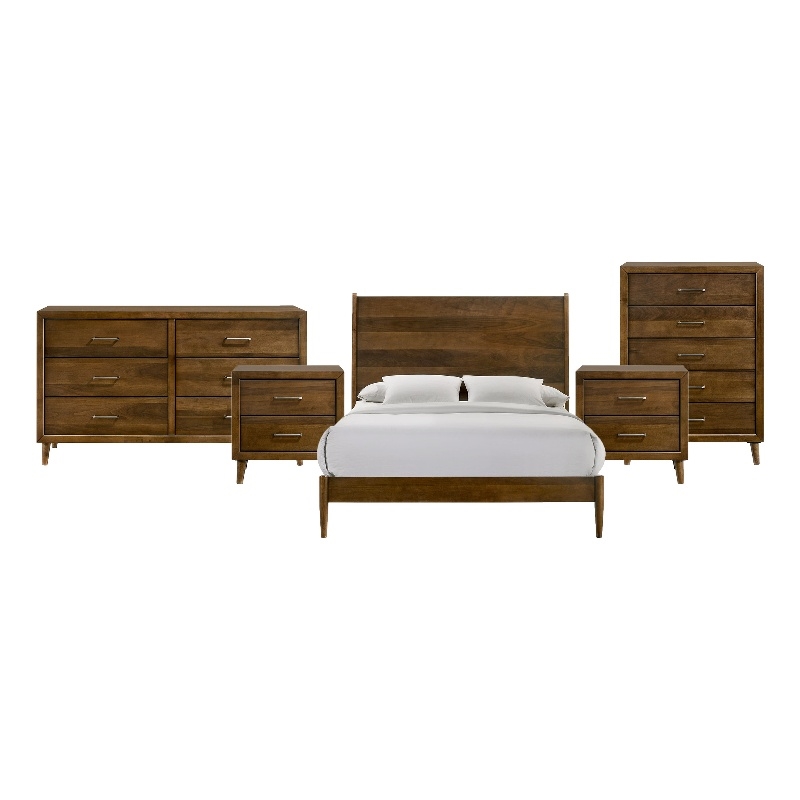 Picket House Furnishings Zuma Queen 5PC Bedroom Set in Walnut