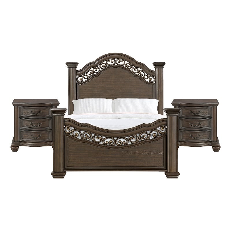 Picket House Furnishings Rosalinda Queen 3PC Bedroom Set in Mahogany