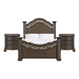 Picket House Furnishings Rosalinda Queen 3PC Bedroom Set in Mahogany