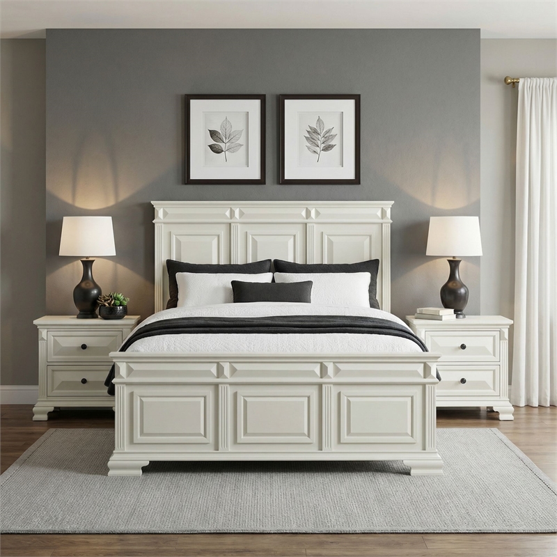 Picket House Furnishings Sumner King 3PC Bedroom Set in Antique White