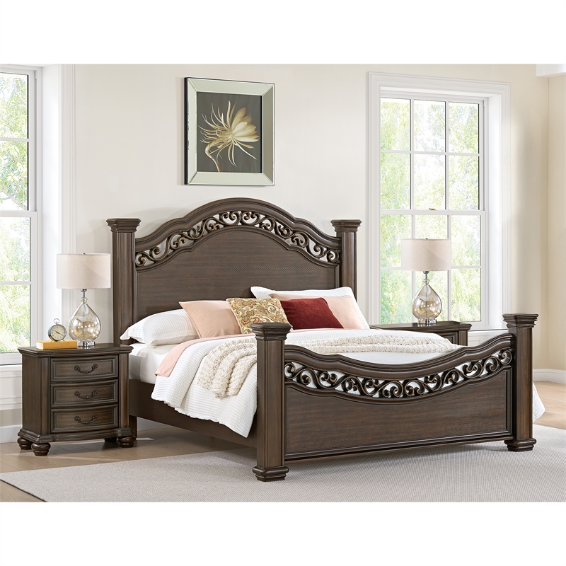 Picket House Furnishings Rosalinda King 3PC Bedroom Set in Mahogany