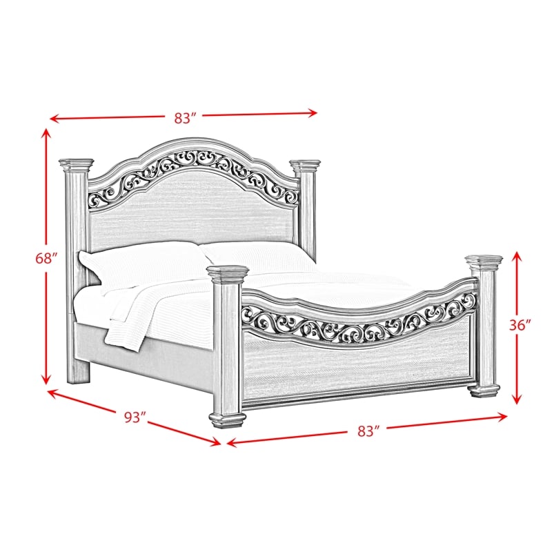 Picket House Furnishings Rosalinda King 3PC Bedroom Set in Mahogany