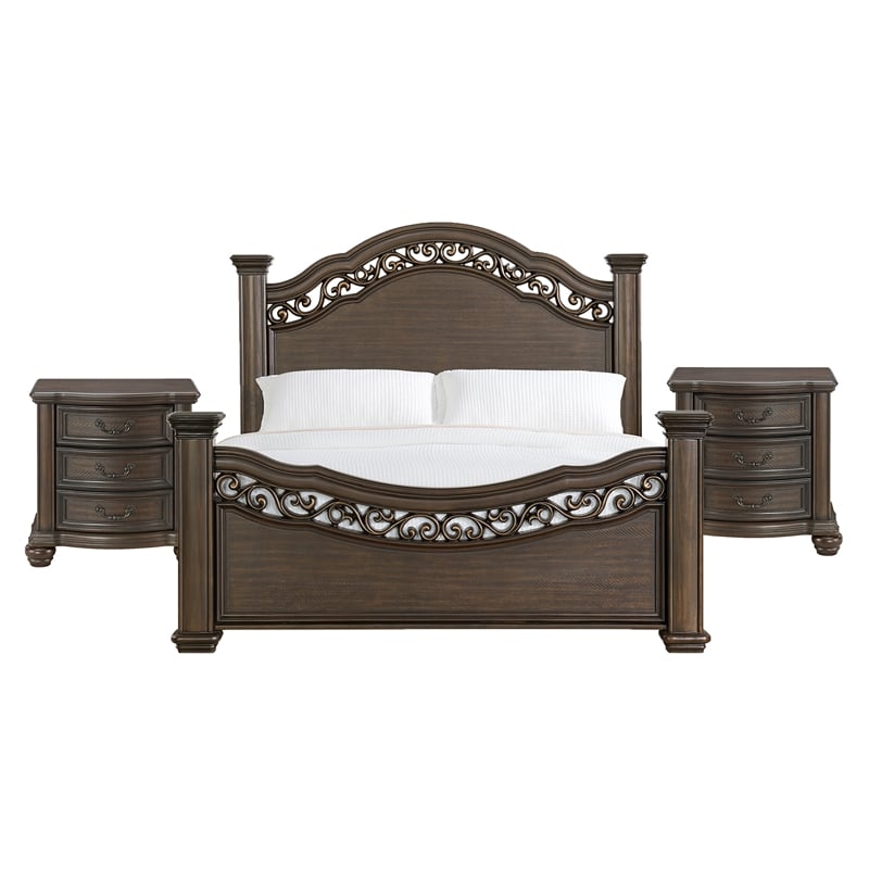 Picket House Furnishings Rosalinda King 3PC Bedroom Set in Mahogany