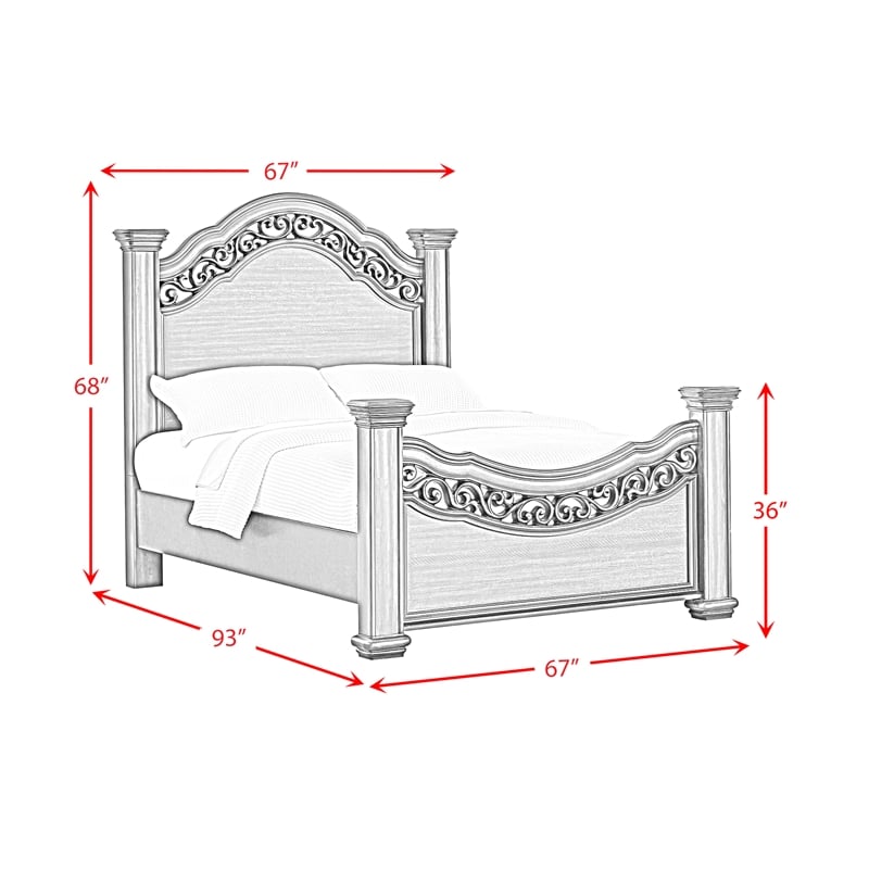 Picket House Furnishings Rosalinda Queen 4PC Bedroom Set in Mahogany