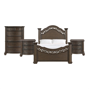 Picket House Furnishings Rosalinda Queen 4PC Bedroom Set in Mahogany