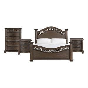 Picket House Furnishings Rosalinda King 4PC Bedroom Set in Mahogany
