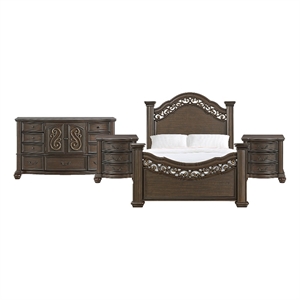 Picket House Furnishings Rosalinda Queen 4PC Bedroom Set in Mahogany