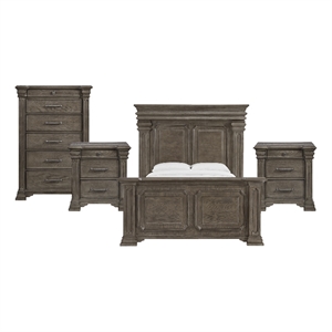 Picket House Furnishings Paterson Queen 4PC Bedroom Set in Grey