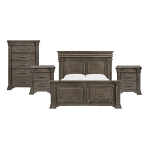Picket House Furnishings Paterson King 4PC Bedroom Set in Grey