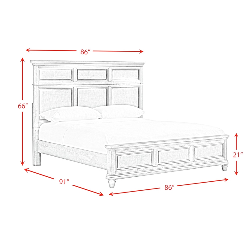 Picket House Furnishings Emiko King 4PC Bedroom Set in Light Grey