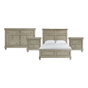 Picket House Furnishings Emiko Queen 4PC Bedroom Set in Light Grey