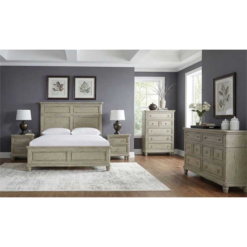 Picket House Furnishings Emiko Queen 5PC Bedroom Set in Light Grey