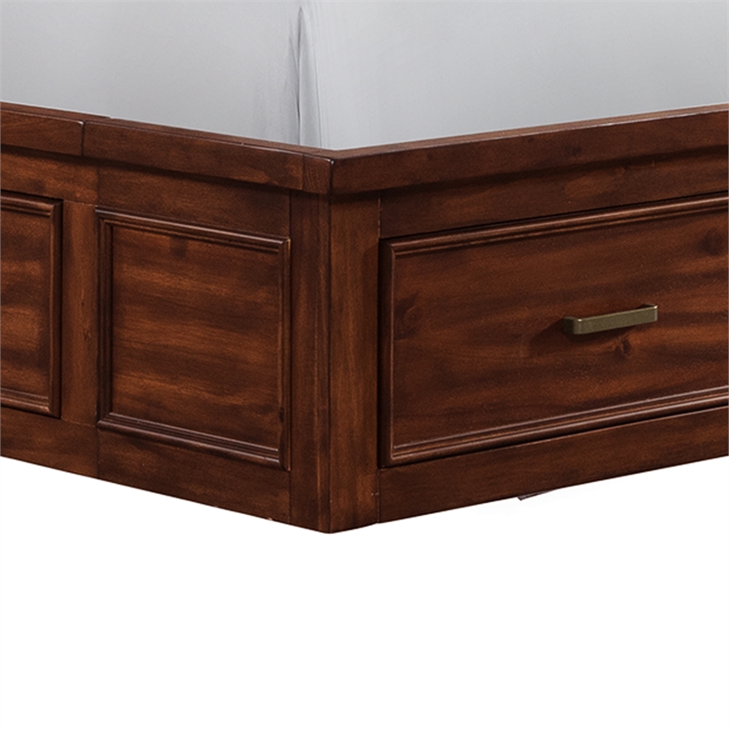 Picket House Furnishings Damen King Storage 4PC Bedroom Set in Rich Cherry