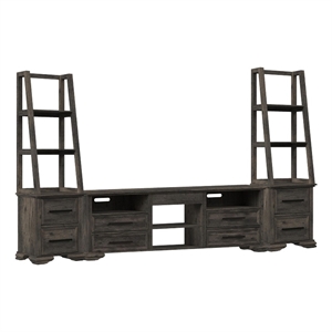 Picket House Furnishings Hyde 3PC Entertainment Unit With 82'' TV Console in Charcoal
