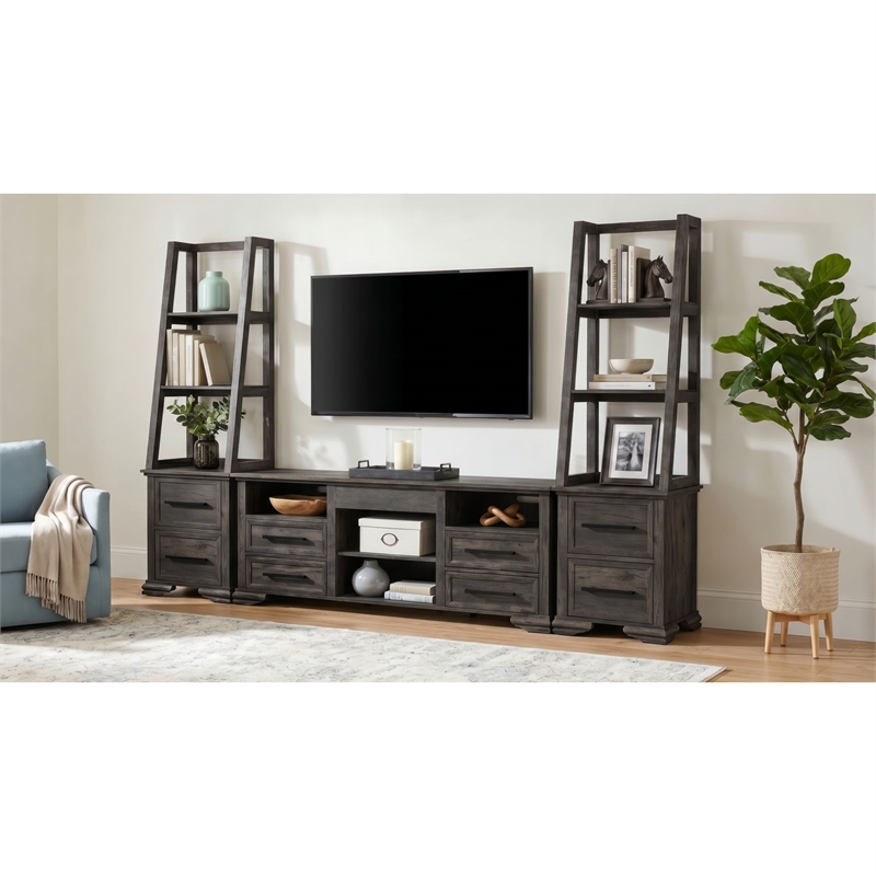 Picket House Furnishings Hyde 3PC Entertainment Unit With 71'' TV Console in Charcoal
