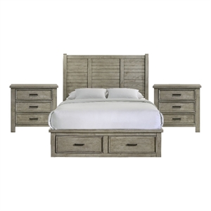 Picket House Furnishings Damen Queen Storage 3PC Bedroom Set in Drift Grey
