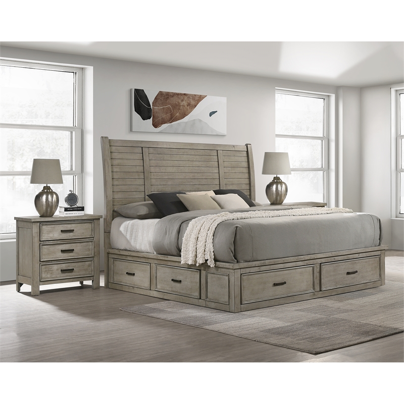 Picket House Furnishings Damen King Storage 3PC Bedroom Set in Drift Grey