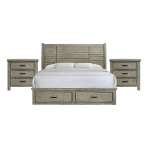 Picket House Furnishings Damen King Storage 3PC Bedroom Set in Drift Grey