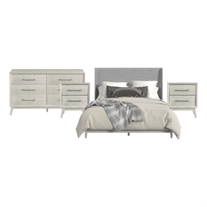 Picket House Furnishings Clare King Uph 4PC Bedroom Set in Almond