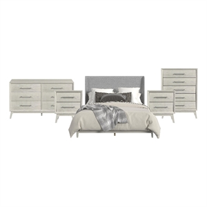 Picket House Furnishings Clare King Uph 5PC Bedroom Set in Almond