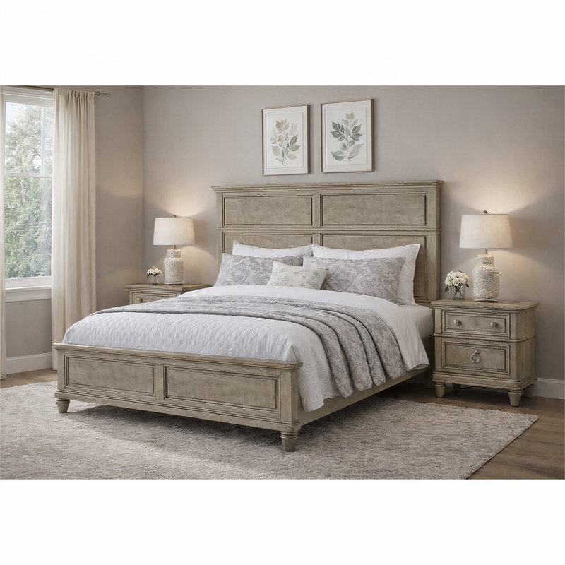 Picket House Furnishings Emiko Queen 3PC Bedroom Set in Light Grey