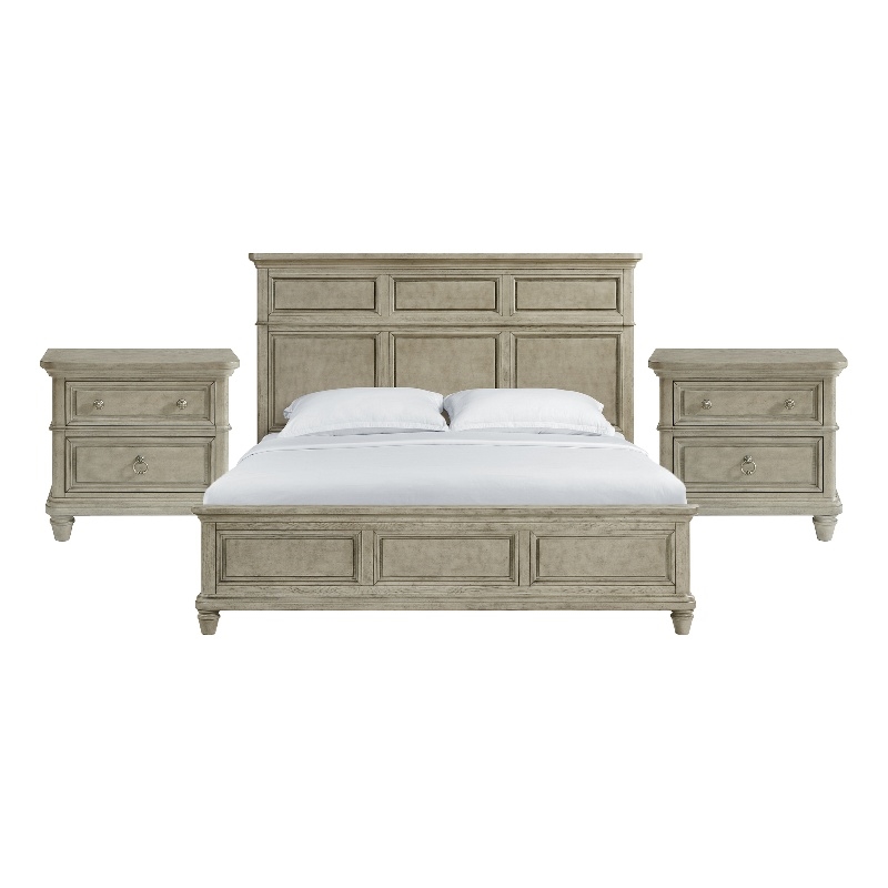 Picket House Furnishings Emiko King 3PC Bedroom Set in Light Grey
