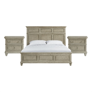 Picket House Furnishings Emiko King 3PC Bedroom Set in Light Grey