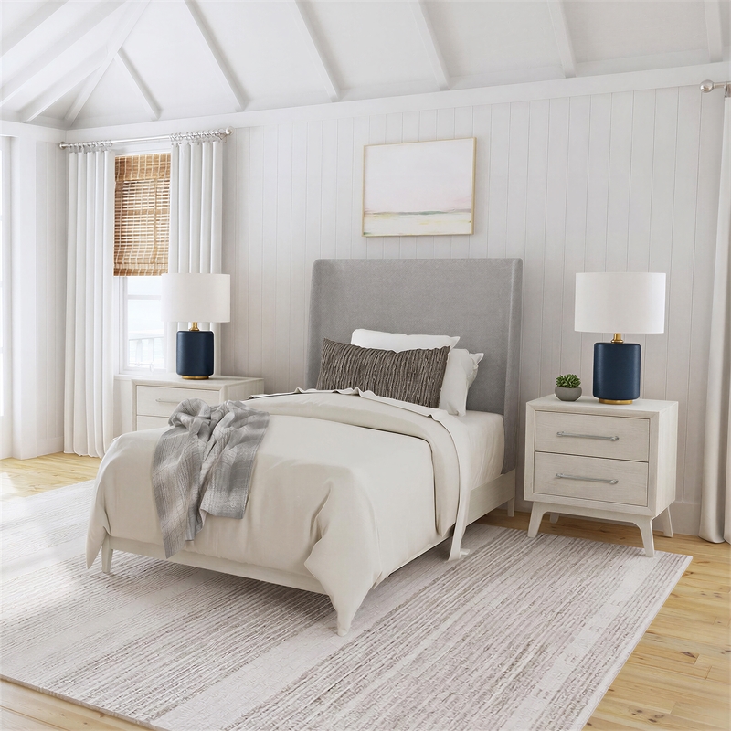 Picket House Furnishings Clare Twin Uph 3PC Bedroom Set in Almond