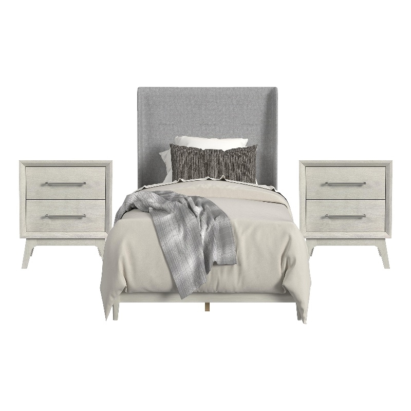 Picket House Furnishings Clare Twin Uph 3PC Bedroom Set in Almond
