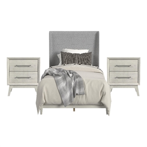 Picket House Furnishings Clare Twin Uph 3PC Bedroom Set in Almond