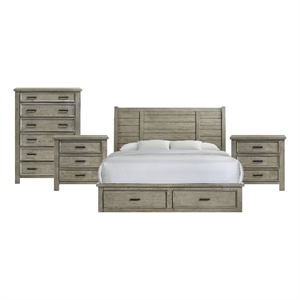 Picket House Furnishings Damen King Storage 4PC Bedroom Set in Drift Grey
