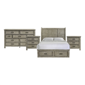 Picket House Furnishings Damen Queen Storage 4PC Bedroom Set in Drift Grey