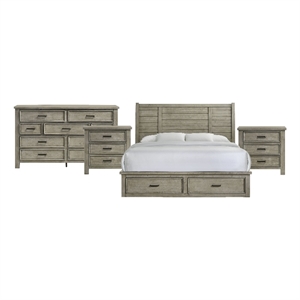 Picket House Furnishings Damen King Storage 4PC Bedroom Set in Drift Grey