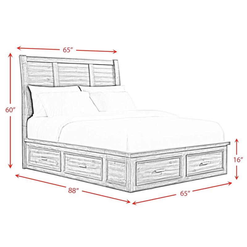 Picket House Furnishings Damen Queen Storage 3PC Bedroom Set in Rich Cherry