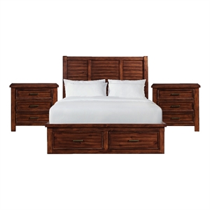 Picket House Furnishings Damen Queen Storage 3PC Bedroom Set in Rich Cherry