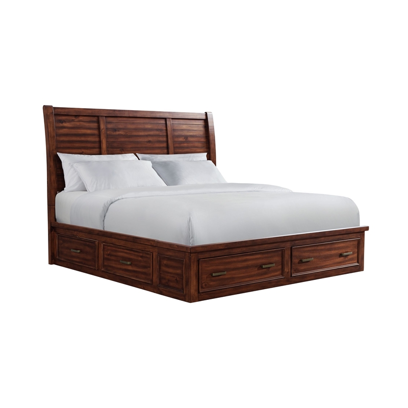 Picket House Furnishings Damen King Storage 3PC Bedroom Set in Rich Cherry