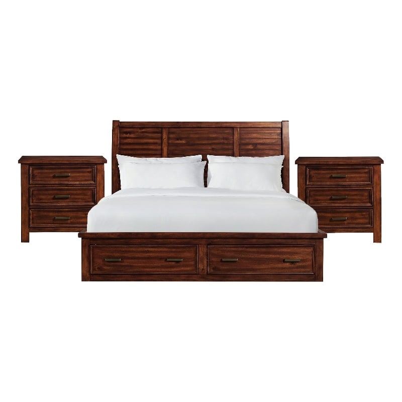 Picket House Furnishings Damen King Storage 3PC Bedroom Set in Rich Cherry