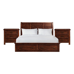 Picket House Furnishings Damen King Storage 3PC Bedroom Set in Rich Cherry
