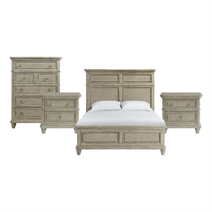 Picket House Furnishings Emiko Queen 4PC Bedroom Set in Light Grey