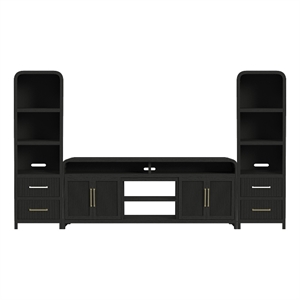 Picket House Furnishings Woodridge 3PC Entertainment Unit With 82&quot TV Console in Black with Grain