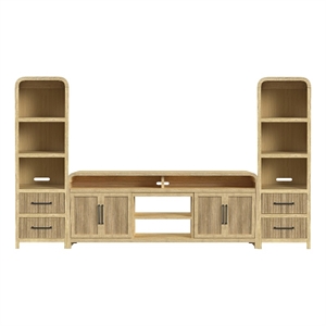 Picket House Furnishings Woodridge 3PC Entertainment Unit With 82&quot TV Console in Natural